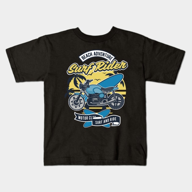 Surf Rider, Vintage Retro Classic Kids T-Shirt by CoApparel